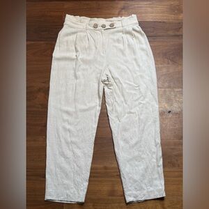 Bar III Linen Blend Tapered Paper Bag Pants